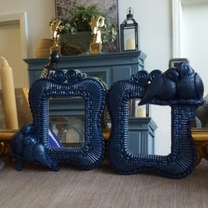 Pair Vintage Mid Century "Lovebirds" Mirrors